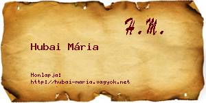 Hubai Mária névjegykártya
